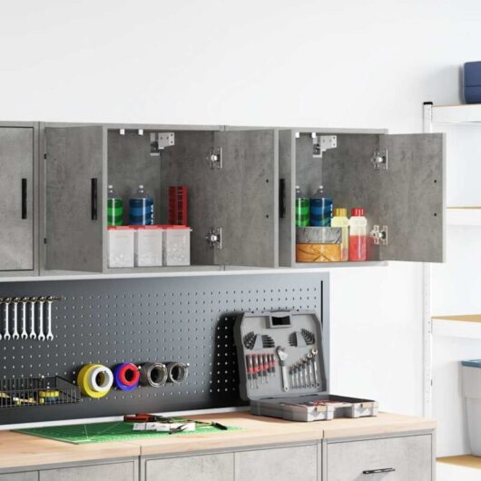 Garage Wall Cabinets 2 pcs Concrete Grey Engineered Wood vidaXL