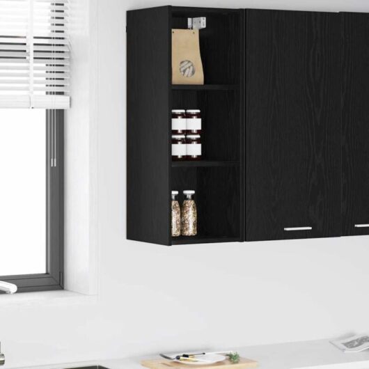 Hanging Cabinet Black Oak 30 x 29.5 x 80 cm Engineered Wood vidaXL