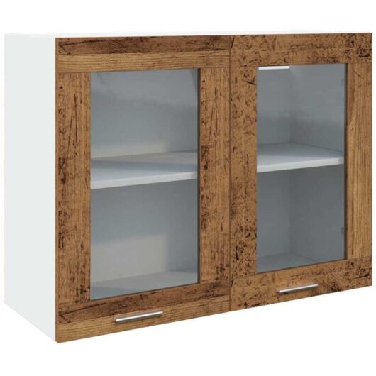 Hanging Glass Cabinet Lyon Old Wood 80x31x60 cm Engineered Wood vidaXL