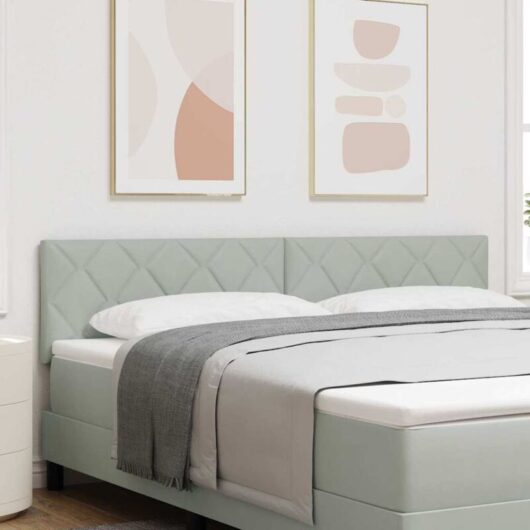 Headboard Wall-mounted Geometric Light grey 180 cm Velvet Vidaxl