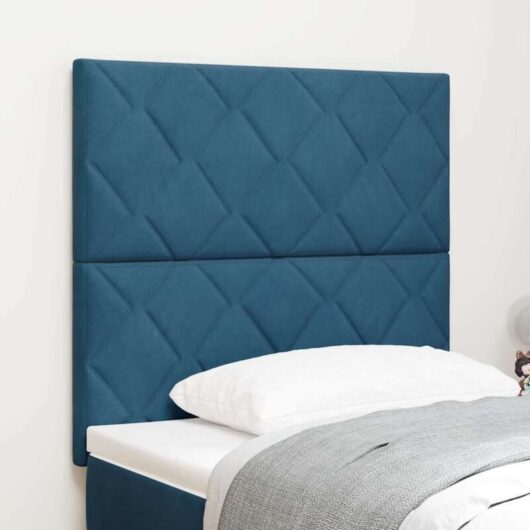 Headboard Wall-mounted Geometric Manual Dark blue 100 cm Velvet Vidaxl