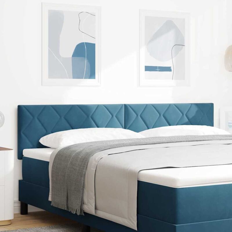 Headboard Wall-mounted Geometric Manual Dark blue 180 cm Velvet Vidaxl