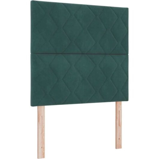 Headboard Wall-mounted Geometric Manual Dark green 90 cm Velvet Vidaxl