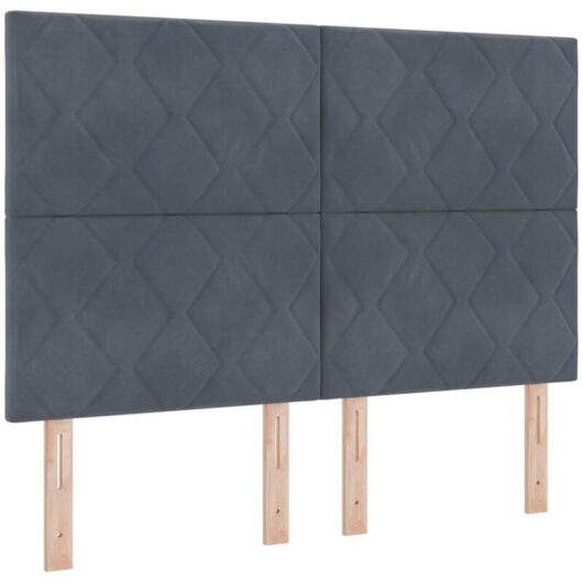 Headboard Wall-mounted Geometric Manual Dark grey 144 cm Velvet Vidaxl