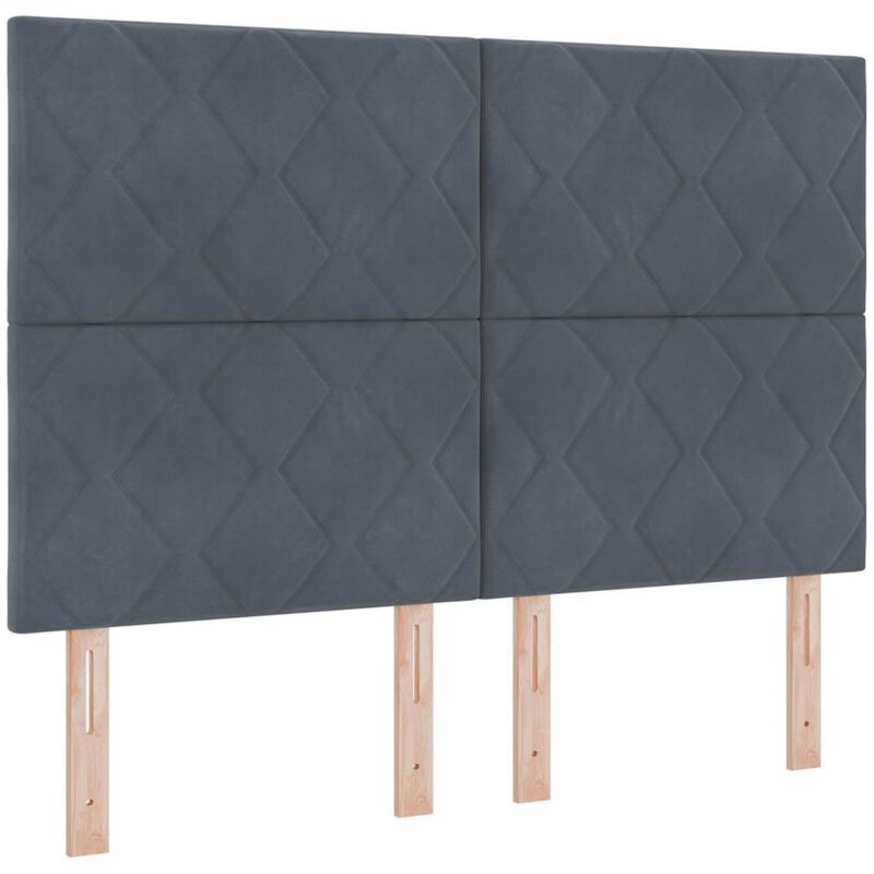 Headboard Wall-mounted Geometric Manual Dark grey 144 cm Velvet Vidaxl