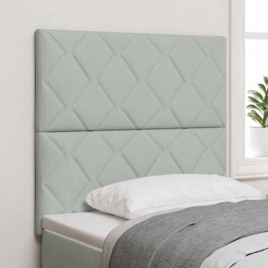 Headboard Wall-mounted Geometric Manual Light grey 90 cm Velvet Vidaxl