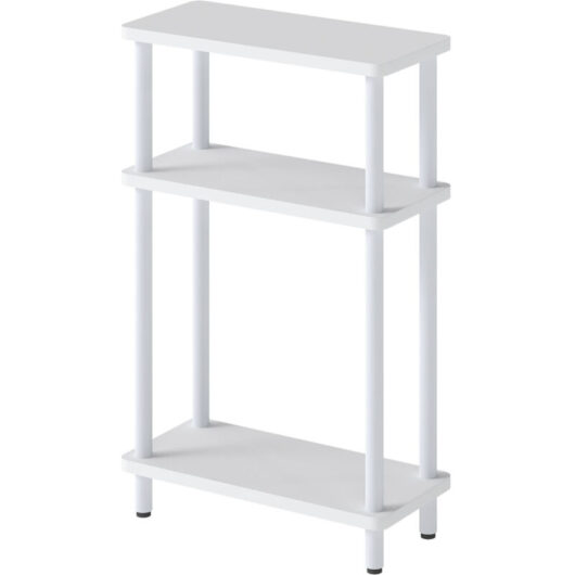 Levede Slim Side Table 3 Tier Narrow Sofa End Table Bedside Storage Stand White
