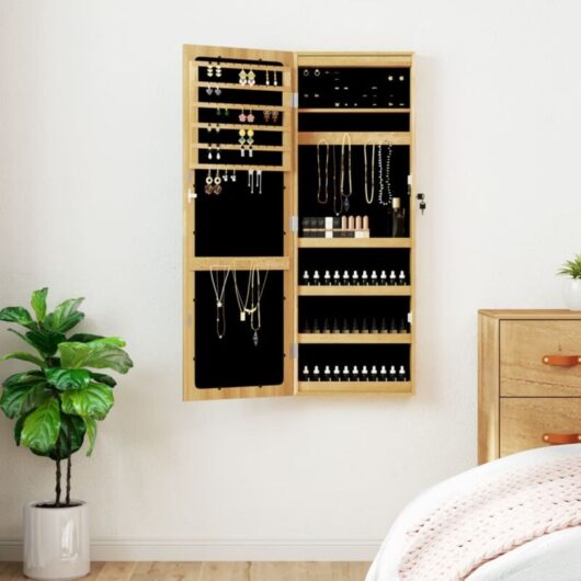 Mirror Jewellery Cabinet with led Lights Wall Mounted Vidaxl