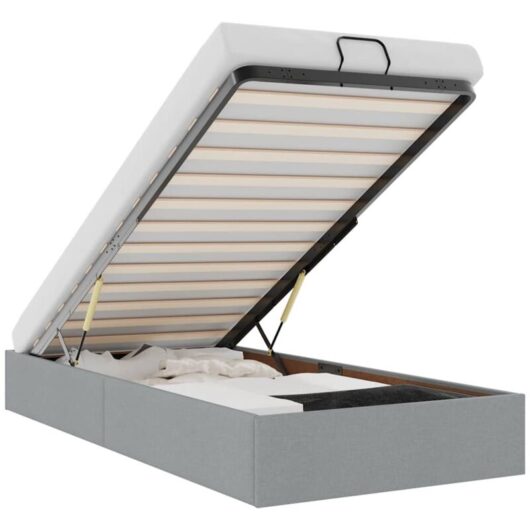 Ottoman Bed Frame without Mattress Light Grey Single Fabric vidaXL