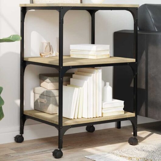 Printer Stand 3-Tier Sonoma Oak 50x41x75 cm Engineered Wood vidaXL
