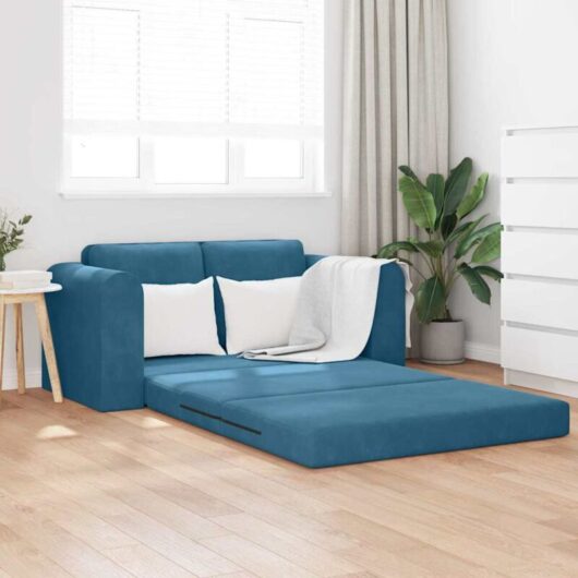 Sofa Bed Blue 148 x 71 x 83 cm Velvet Vidaxl