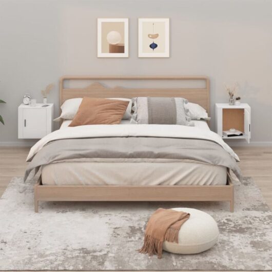 Vidaxl - Wall-mounted Bedside Cabinets 2 pcs High Gloss White 50x30x47cm