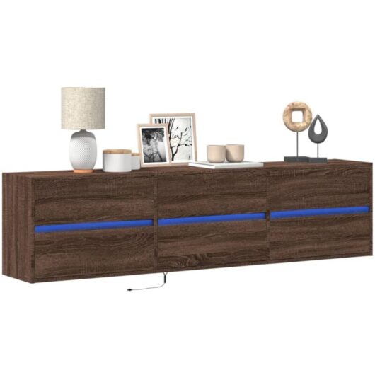 Vidaxl - tv Wall Cabinet with led Brown Oak 180x31x45 cm