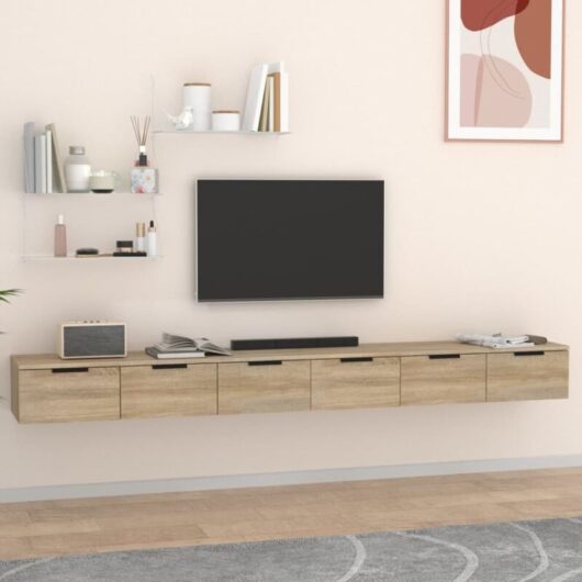 Wall Cabinets 2 pcs Sonoma Oak 102x30x20 cm Engineered Wood Vidaxl
