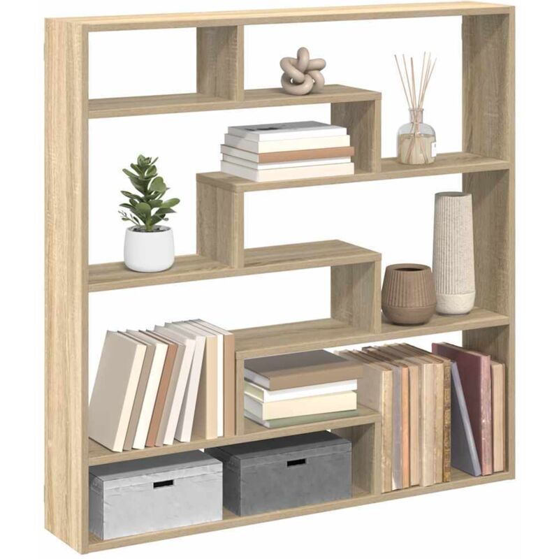Wall Cube Shelf 7 Compartments Sonoma Oak Engineered Wood vidaXL