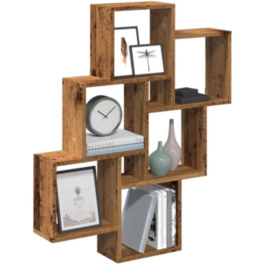 Wall Cube Shelf Old Wood 78x15x93 cm Engineered Wood Vidaxl