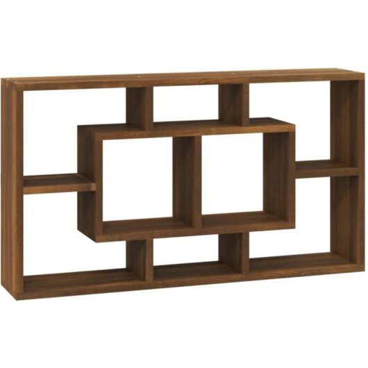 Wall Display Shelf 8 Compartments Brown Oak Vidaxl