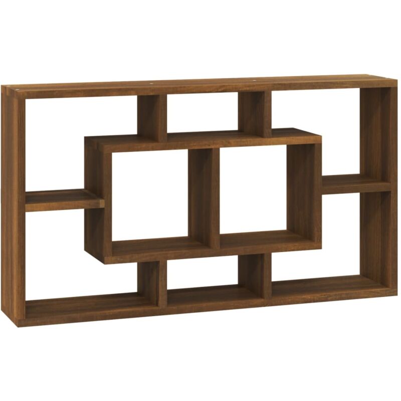 Wall Display Shelf 8 Compartments Brown Oak Vidaxl