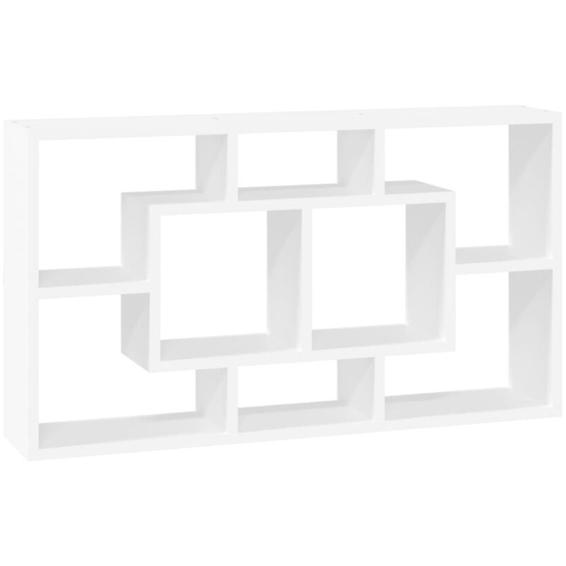 Wall Display Shelf 8 Compartments High Gloss White Vidaxl