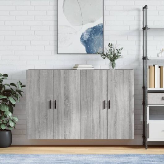 Wall Mounted Cabinets 2 pcs Grey Sonoma 69.5x34x90 cm vidaXL
