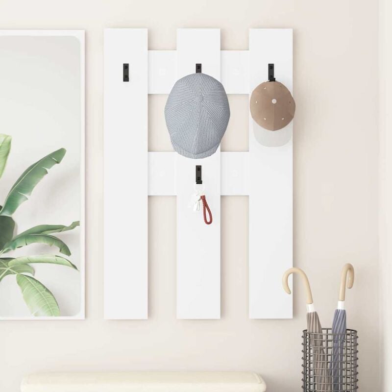 Wall-Mounted Coat Rack White 65 x 3 x 100 cm Engineered wood Vidaxl