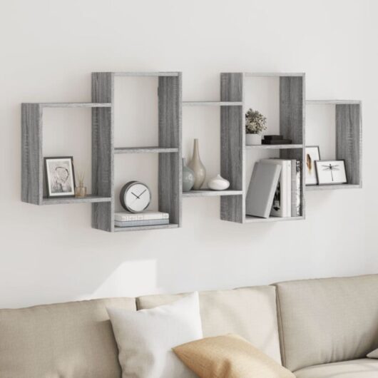 Wall Shelf Grey Sonoma 159x18x65 cm Engineered Wood Vidaxl
