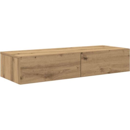 Wall Shelf with Drawers Artisian Oak 100x36x19 cm Engineered Wood vidaXL
