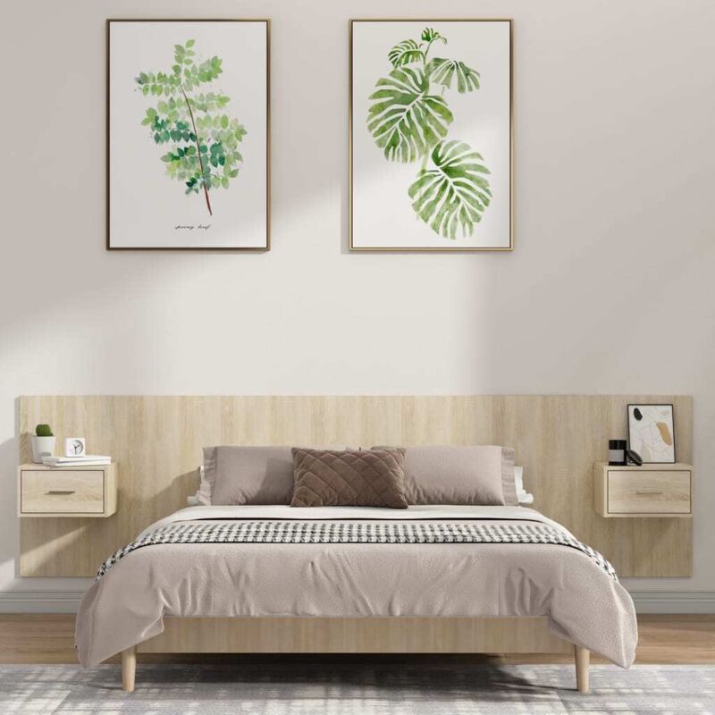 vidaXL Bed Headboard with Cabinets Sonoma Oak Engineered Wood