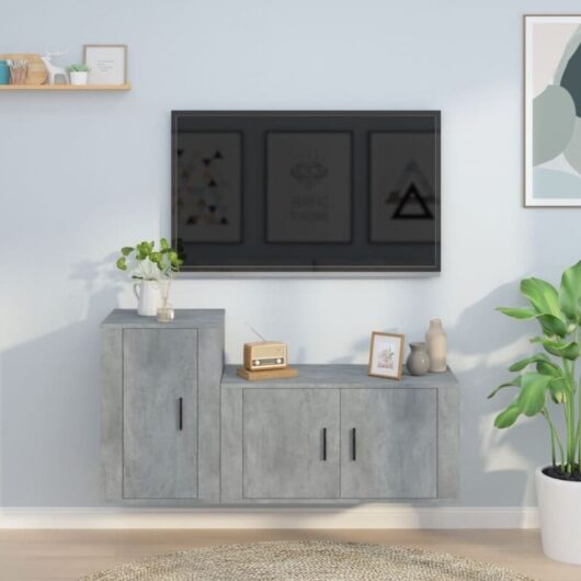 2 Piece TV Cabinet Set Concrete Grey Engineered Wood vidaXL