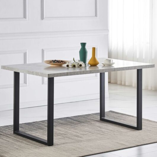 Ainpecca - 150CM Grey Wooden Dining Table Furniture Kitchen Home Office UK(only table,no chair)