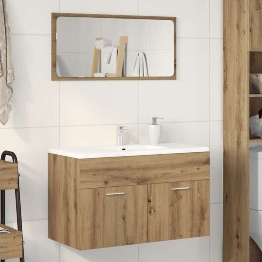 Bathroom Sink Cabinet Artisan Oak 80x38.5x46 cm Engineered Wood Vidaxl