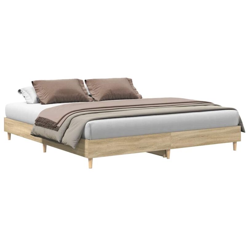 Bed Frame without Mattress Sonoma Oak 180x200cm Engineered Wood Vidaxl