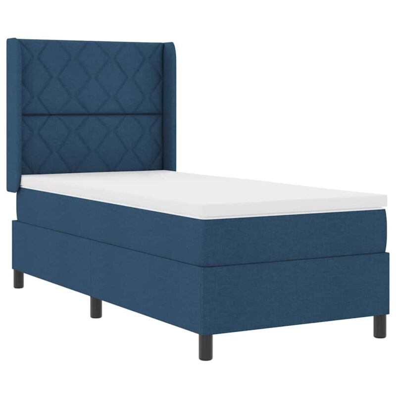 Box Spring Bed with Mattress Blue 100 x 200 cm Fabric vidaXL