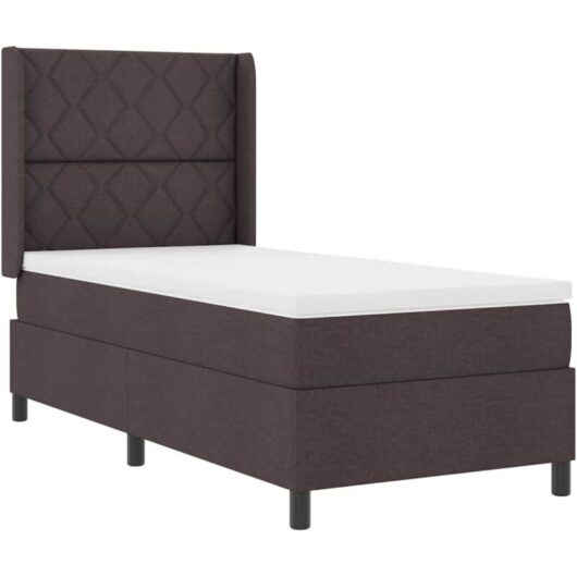 Box Spring Bed with Mattress Dark brown 100 x 200 cm Fabric Vidaxl