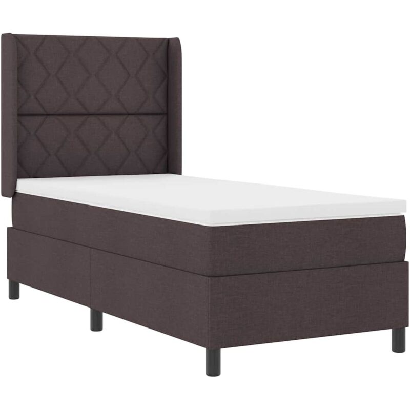 Box Spring Bed with Mattress Dark brown 100 x 200 cm Fabric Vidaxl