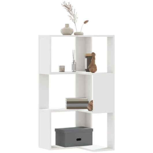 Corner Bookcase 3-Tier White 50x50x102 cm Engineered Wood Vidaxl