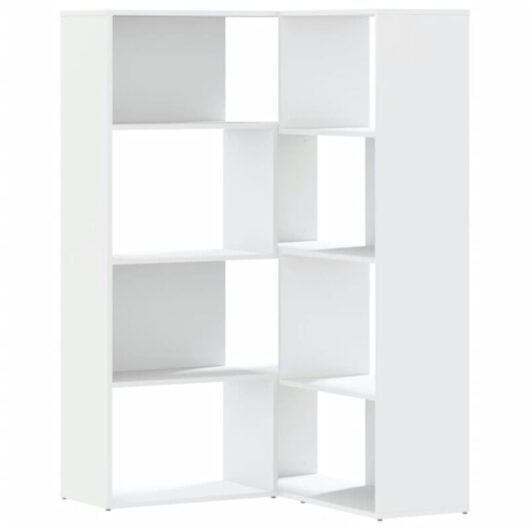 Corner Bookcase 4-Tier White 85x85x140 cm Engineered Wood Vidaxl
