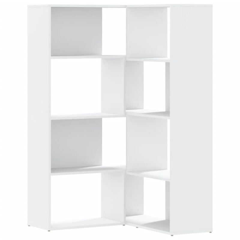 Corner Bookcase 4-Tier White 85x85x140 cm Engineered Wood Vidaxl