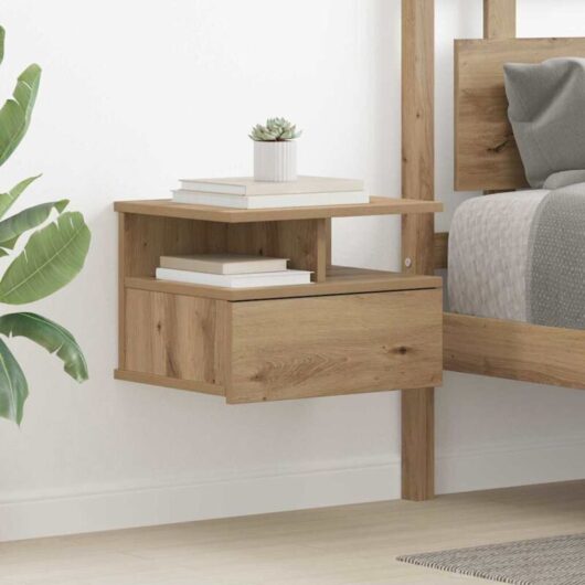 Floating Nightstand Artisan oak 40 x 31 x 27 cm Engineered wood vidaXL
