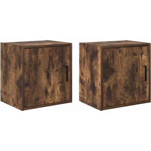 Garage Wall Cabinets 2 pcs Smoked Oak Engineered Wood vidaXL