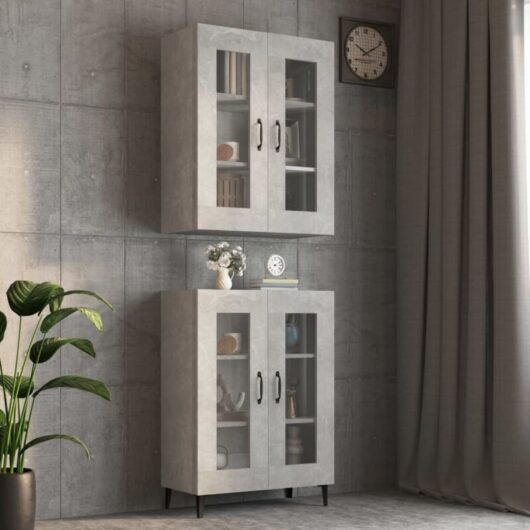 Hanging Wall Cabinet Concrete Grey 69.5x34x90 cm Vidaxl