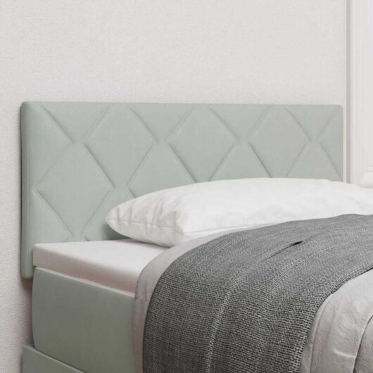 Headboard Wall-mounted Geometric Light grey 100 cm Velvet Vidaxl