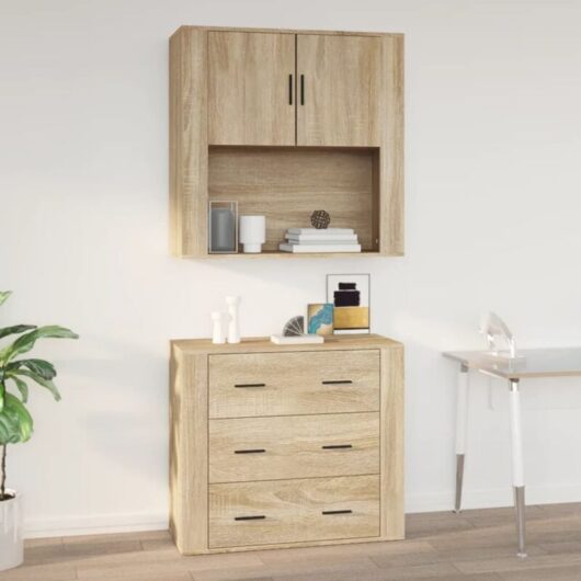 Jinlefu - Wall Cabinet Sonoma Oak 80x33x80 cm Engineered Wood vidaXL