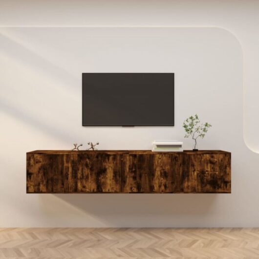 Jinlefu - Wall-mounted tv Cabinets 2 pcs Smoked Oak 100x34.5x40 cm vidaXL