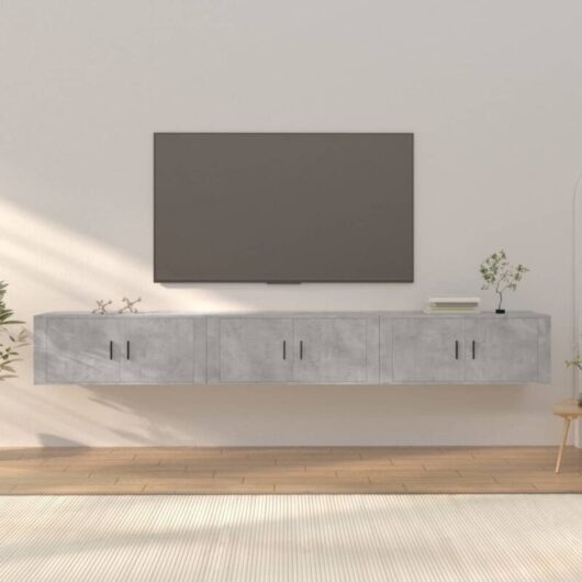 Jinlefu - Wall-mounted tv Cabinets 3 pcs Concrete Grey 100x34.5x40 cm vidaXL