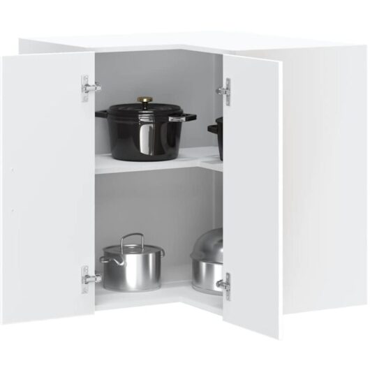 Kitchen Wall Corner Cabinet Lucca White Engineered Wood Vidaxl