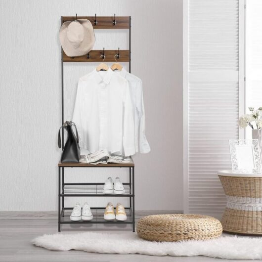 Metal Clothes Hanging Rail W/Shoe Rack/Storage Shelf Smooth Black Finish - Woltu