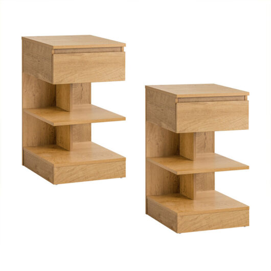 SoBuy Bedside Table Set With 1 Drawer Wood 38,99x38,99x65cm Functional FBT49-NX2