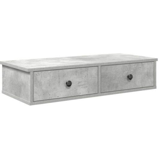 Vidaxl - Wall Shelf with Drawers Concrete Grey 80x31x17 cm Engineered Wood