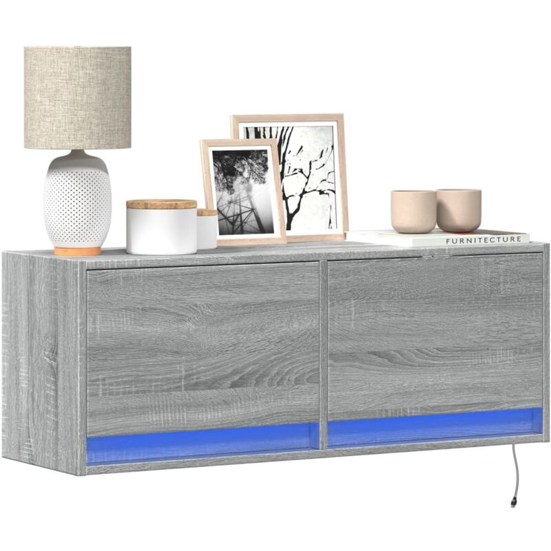 Vidaxl - tv Wall Cabinet with led Lights Grey Sonoma 100x31x35 cm